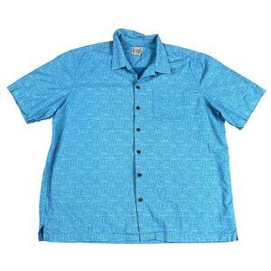 L.L. Bean Mens Traditional Fit Geometric Blue Button Down Shirt Sz XL